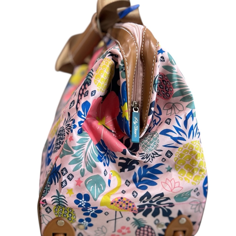 Lily Bloom Pattern 22” Duffel Bag with 2-Rolling Wheels, Weekender Overnight bag - Picture 14 of 14